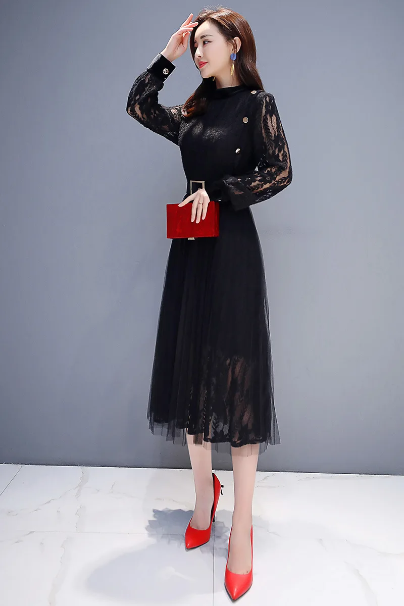 Французский темперамент кружевное платье для женщин 2019 реноважная тонкая юбка