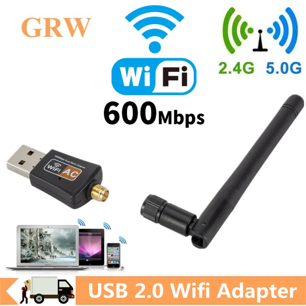 USB Wi-Fi адаптер Grwibeou 600 Мбит/с 2 4 + 5 0 ГГц | Компьютеры и офис