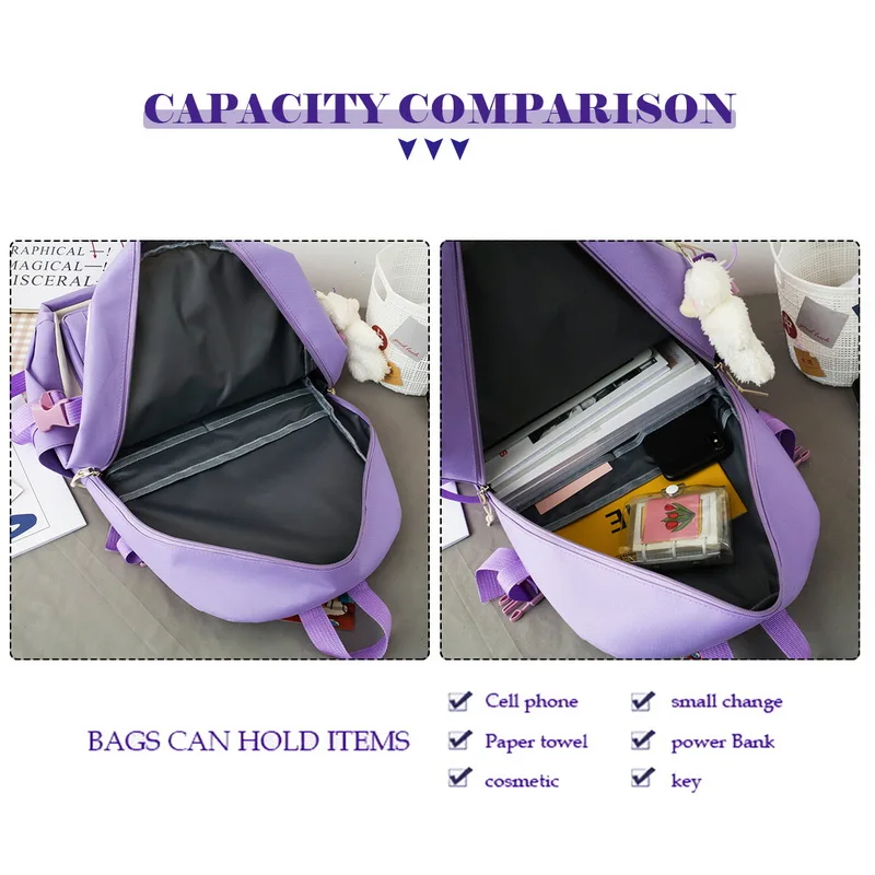 

4 Pcs Sets School Bags Children's School Backpack Kawaii Women's Backpack Bookbag Large Schoolbags For Teens Girls Mochilas 2021