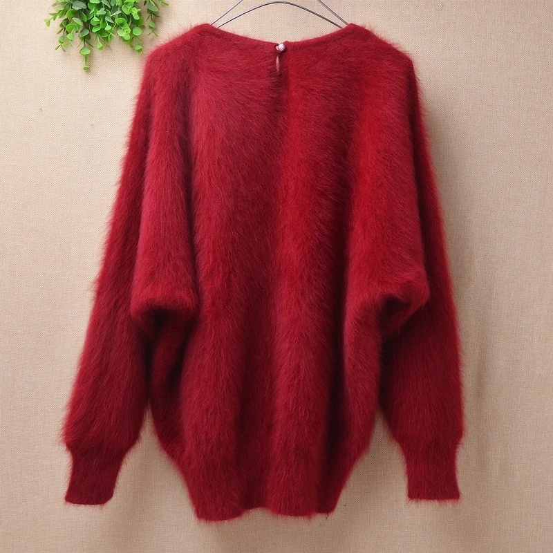 Пуловер женский из шерсти норки и кашемира с длинными рукавами летучая мышь |