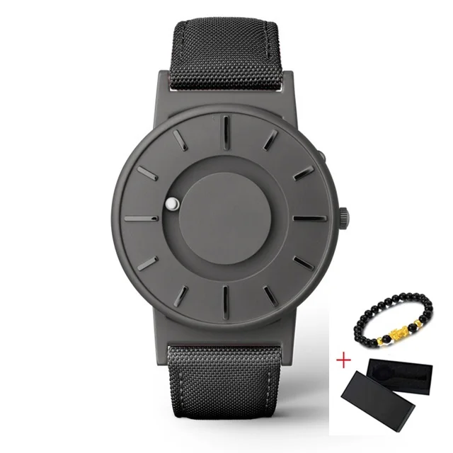 1Gray Black Nylon EUTOUR, магнитные часы, мяч, шоу, мужские, водонепроницаемые, Роскошные, мужские, s, наручные часы, спортивные, нержавеющая сталь, Прямая поставка, кварцевые наручные часы - Цвет: 1Gray Black Nylon