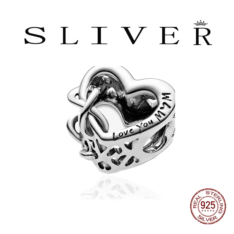 

2021 New 925 Sterling Silver Love You Mum Infinity Heart Charm Fit Original Pandora Bracelet For Women Jewelry Gift