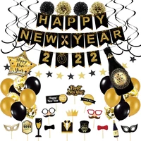 happy new year eve party supplies 2022 decorations black gold swirls photo props balloons confetti perfect for new year party de