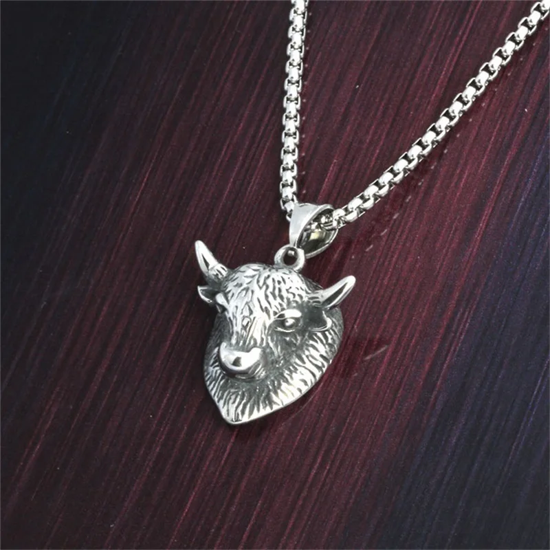Мужское ожерелье из нержавеющей стали с головкой в бой быков кулон титановой