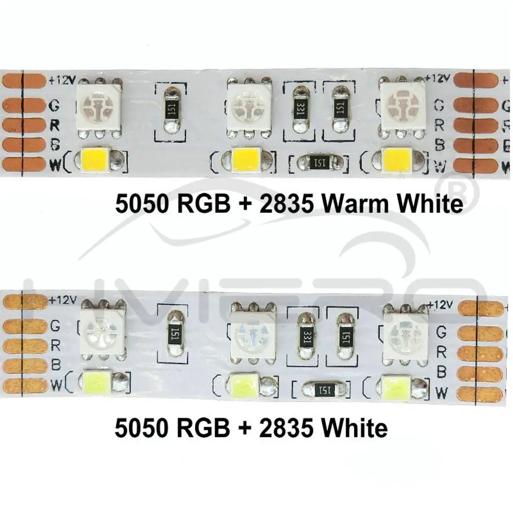 Двухрядная RGBW Светодиодная лента 5050 RGB 2835 белый теплый DC 12V 120LED/m 5m 600Leds