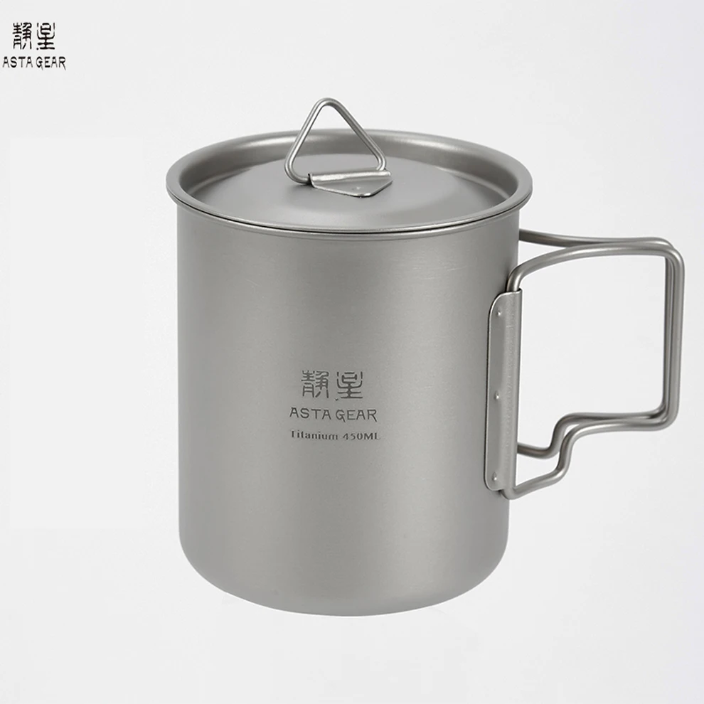 

Аста Шестерня чистый титан открытый горный кемпинг чашка легкая портативная чашка для воды чашка из титана кофе вареная вата 450 мл