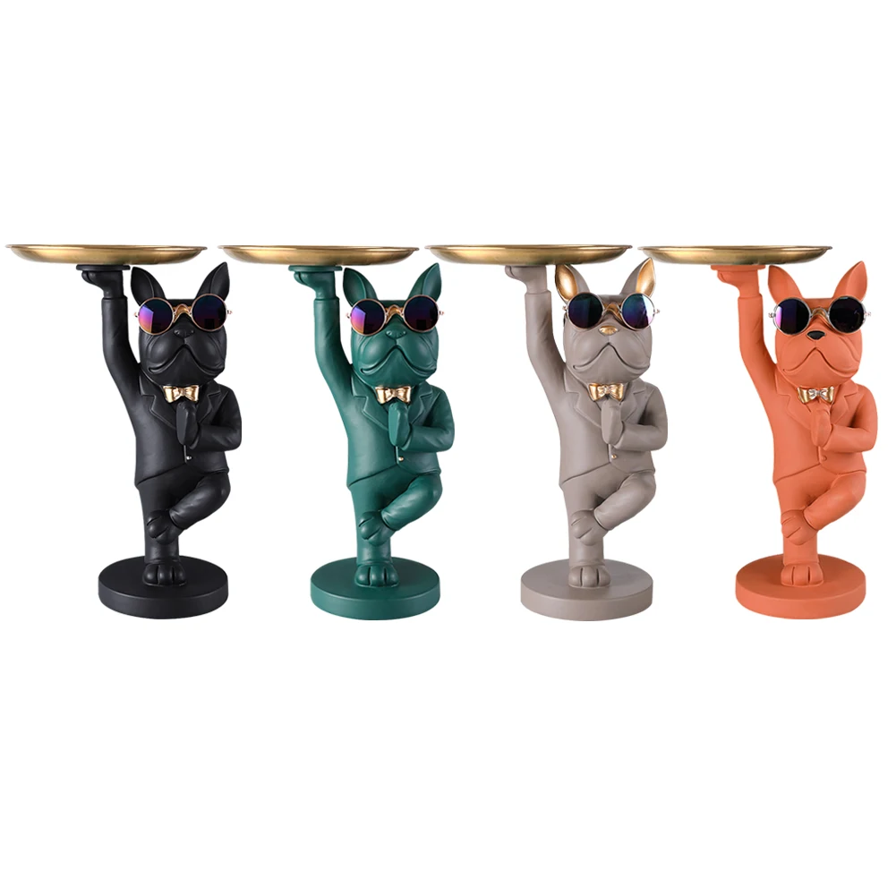 

Скандинавская скульптура французского бульдога, Современная Статуэтка собаки из смолы, Подарочная тарелка на пояс, поднос для очков, домаш...