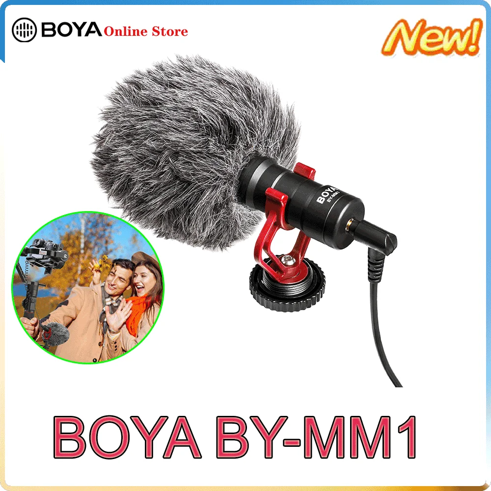 

BOYA BY-MM1 Microphone Cardioid Shotgun for iPhone Android Smartphone Canon Nikon Sony DSLR Camera Consumer Camcorder PC Mic