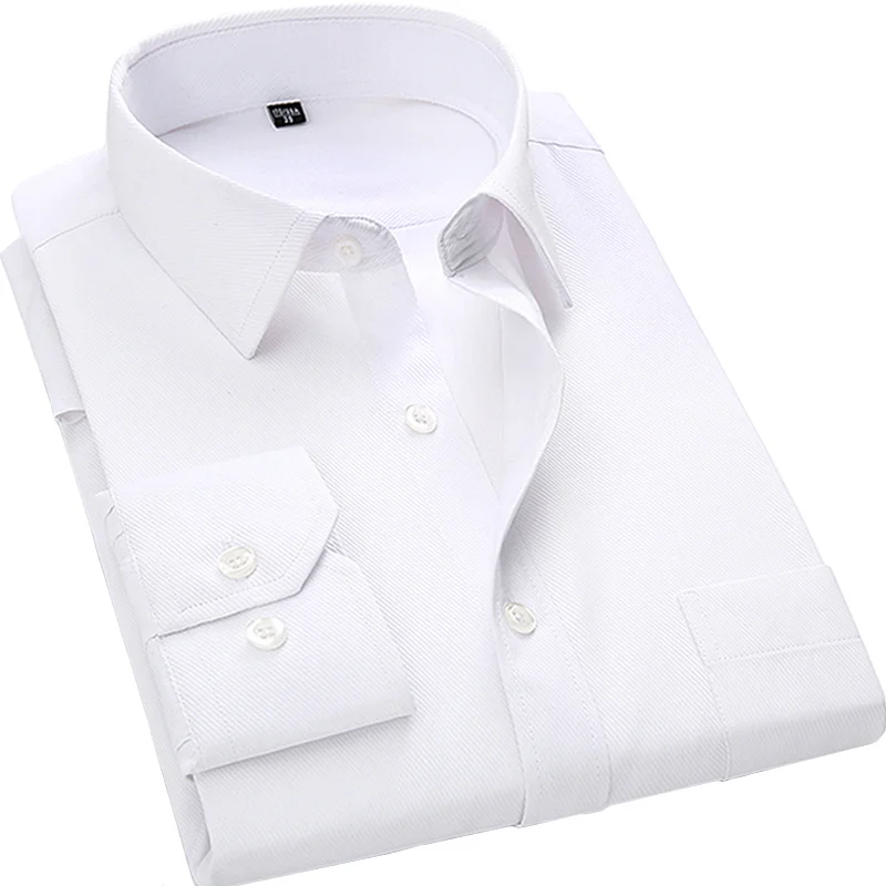 8868-5 White Twill Мужская рубашка размера плюс 5XL 6XL 7XL 8XL белая черная синяя розовая повседневная мужская деловая рубашка с длинным рукавом высокого качества - Цвет: 8868-5 White Twill