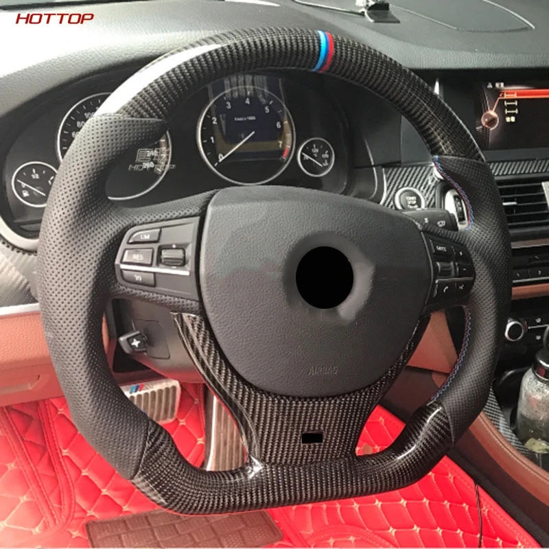 Pаспродажа Для BMW 5 серии F10 F18 в сборе без рычага переключения передач весло из углеродного волокна руль перфорированный кожаный руль