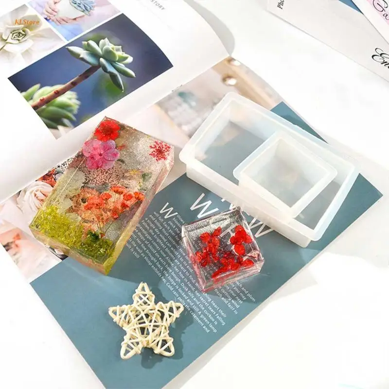 

J78F 8 Pcs Dried Flower Specimen Epoxy Resin Mold 3D Box Decorations Silicone Mould DIY Crafts Ornaments Casting Tools