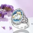 кольца кольцо женское кольцо кольцо мужское парные кольца кольца для Женские Геометрические кольца в эстетике, серебристые овальные ажурные кольца с узором в виде совы из хрустального стекла, аксессуары для женщин
