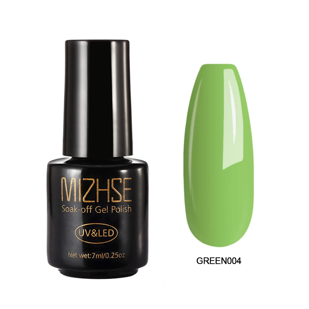 green004 MIZHSE полуперманентный Цветной Гель-лак для ногтей Быстросохнущий УФ-светодиодный Гель-лак 7 мл Гель-лак для ногтей покрытие DIY гель для маникюра - Цвет: green004