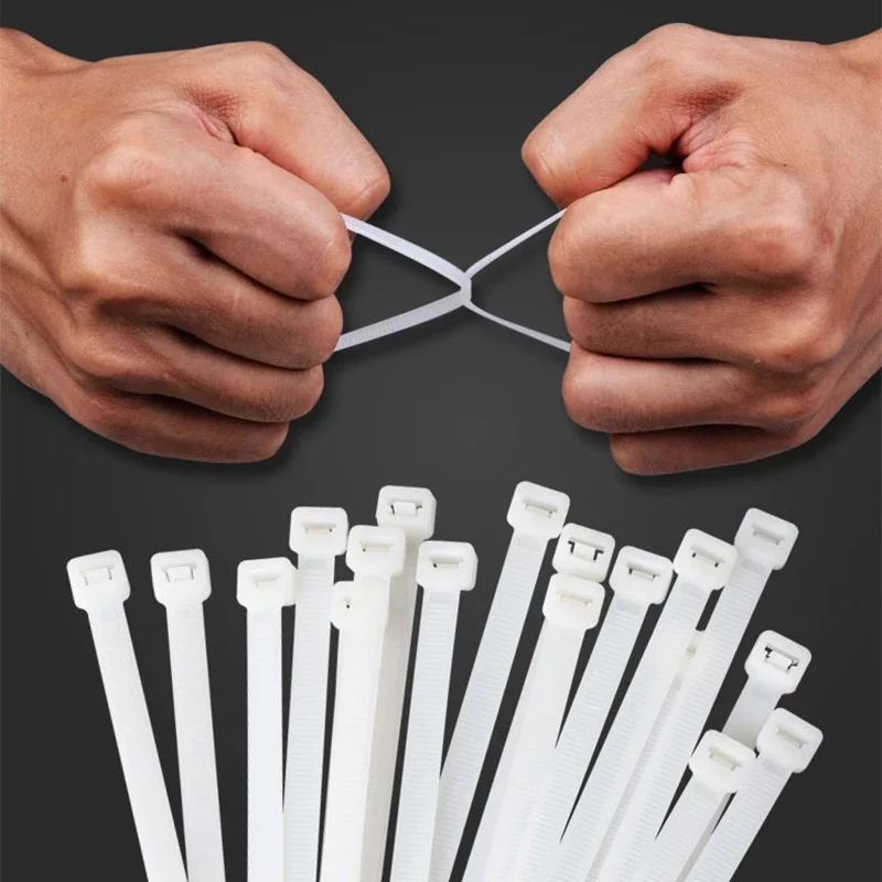 

500PCS White Cable Ties Fasten Loop Tie Organiser Fasten Cable Plastic Nylon Wire Cable Zip Ties Self-Locking Cable Ties