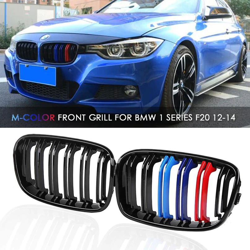 Автомобильный глянцевый черный M-Color 2 Slat Line передний центральный гриль для почек