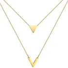 Чокер из нержавеющей стали Геометрическая серия треугольная V-образная Подвеска Ожерелье для женщин многослойное Бижутерия Ожерелье женское колье