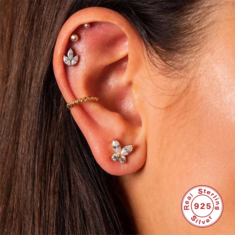 

Aide 100% Genuine S925 Sterling Silver Stud Earrings Four Seasons Flower Zircon Fashion Pendientes Oorbellen Fine Jewelry 2020