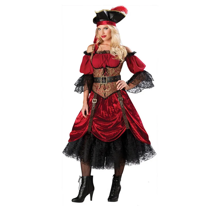 

Women Sexy Deluxe Pirate Costumes Halloween Pirates of the Caribbean Cosplay Female Pirate Fancy Dress