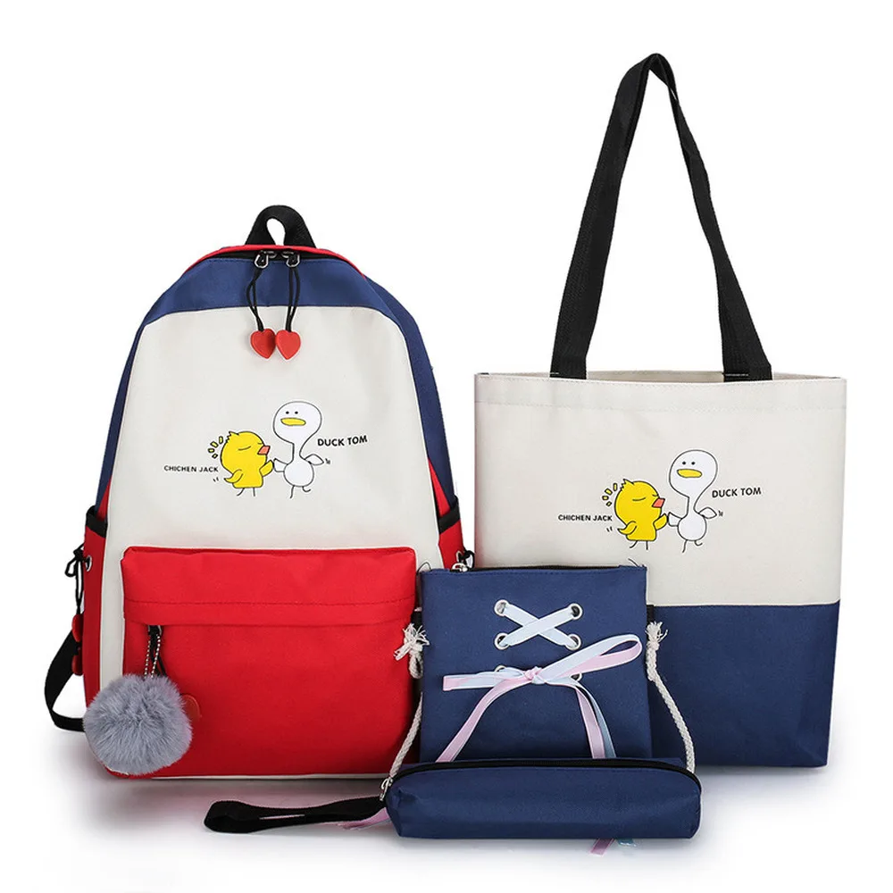 

4Pcs Letter Set Backpack For Women New Canvas Rucksack Travel Outdoor Students School Bags For Teenage Girls Waterproof Backpack