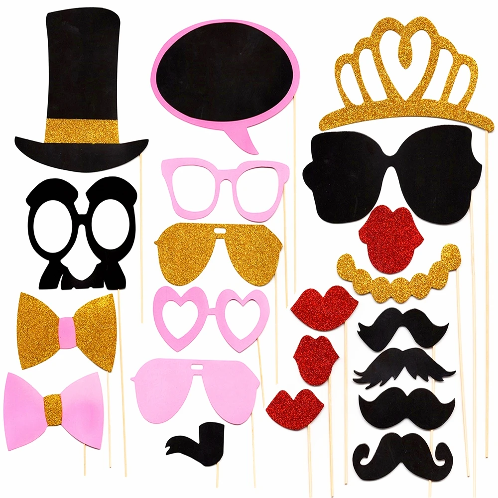 21pcs Photo booth Свадебные Декорации для студийной Фотокабины Baby Shower бутафория для свадебной фотосессии на Photo Booth Mr Mrs молодожены вечерние DIYPhotobooth - Цвет: 21pcs