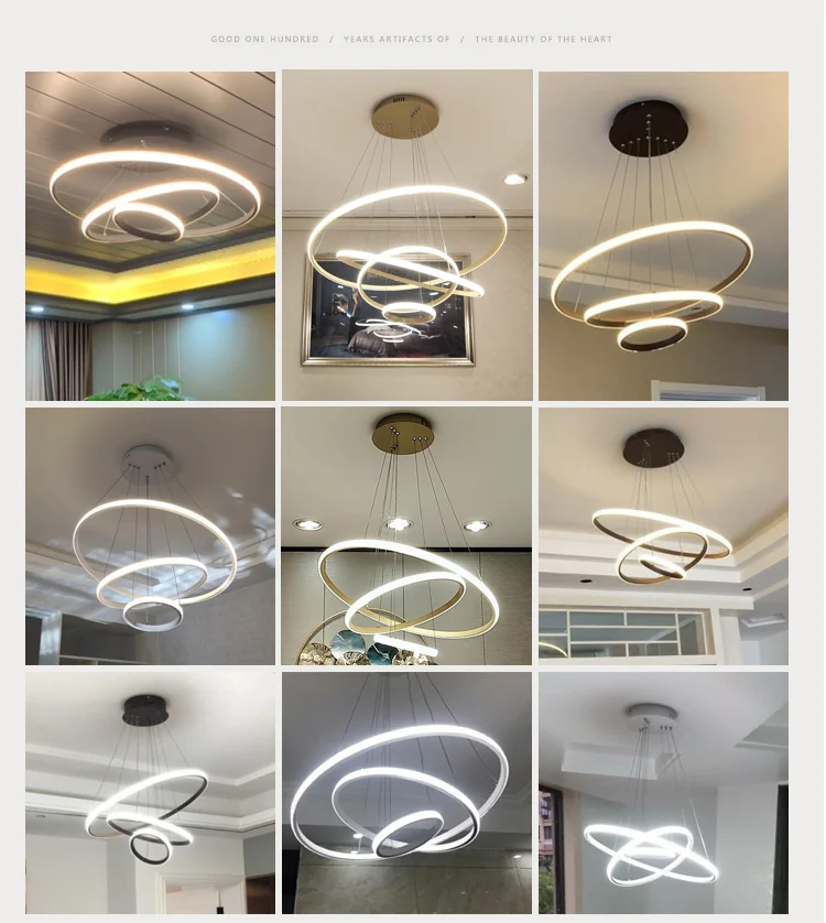 Creative Modern Home LED For Living Room Bedroom Dining White&ampBlack&ampGolden&ampCoffee Circle Frame Chandeliers AC 110V 220V | Освещение