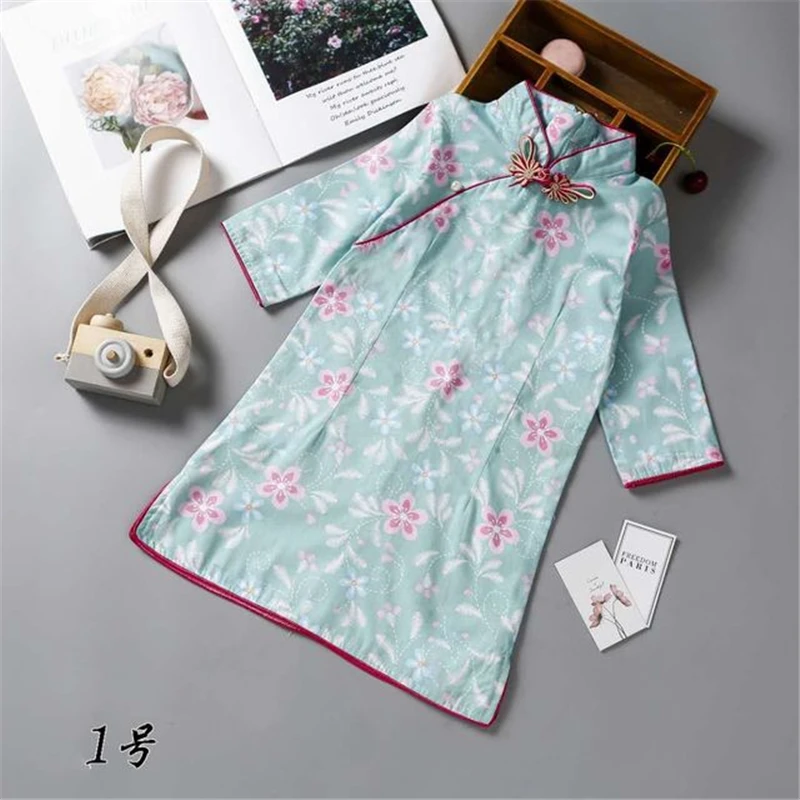 Китайский стиль Детский костюм Чонсам для девочек детские костюмы на весну и