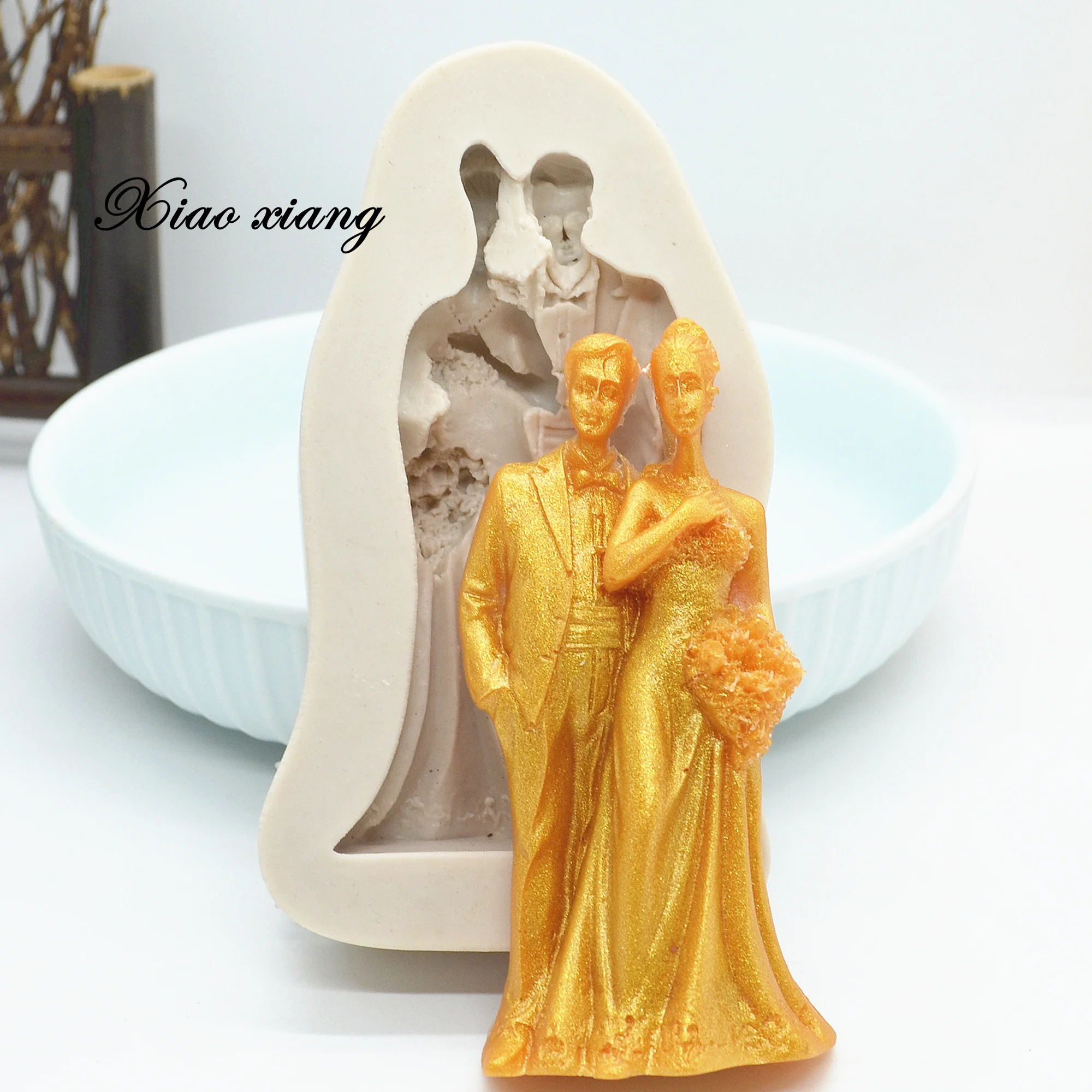 3D Жених и невеста свадебное силиконовый Fondant (сахарная) пресс формы для