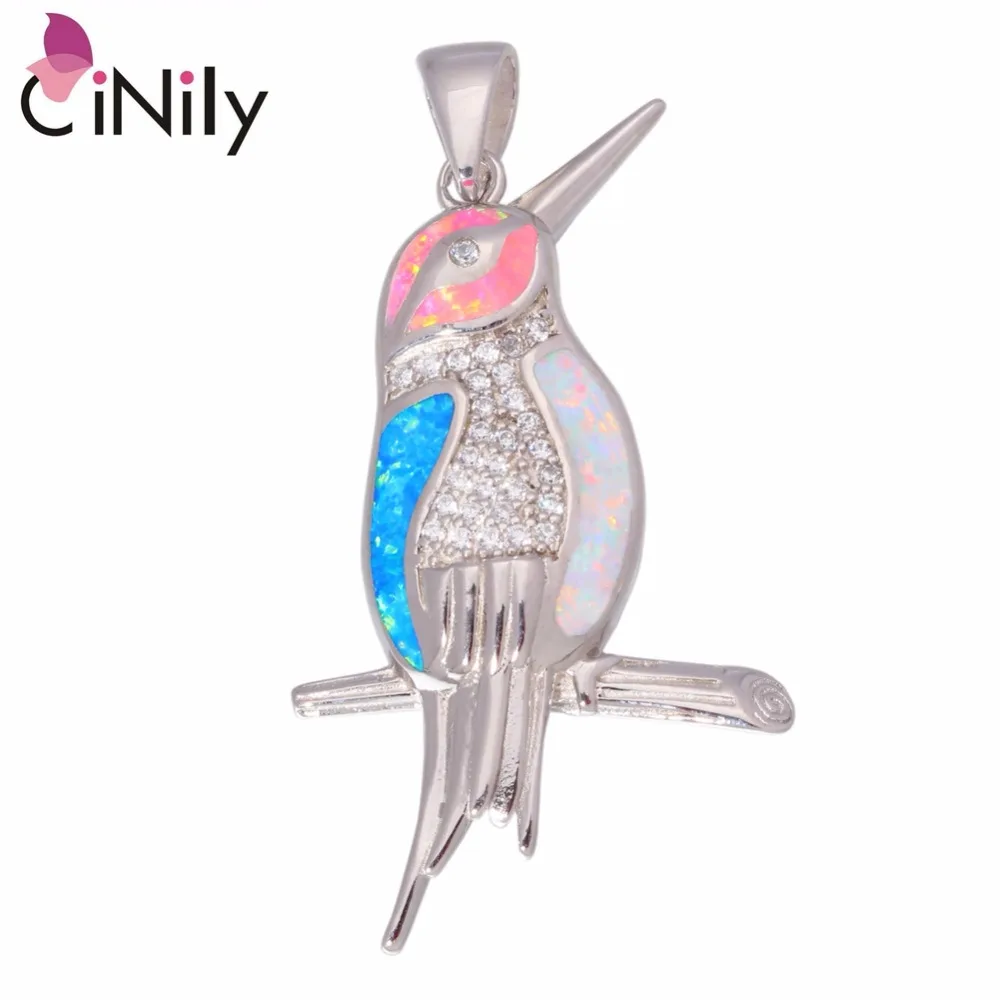 

CiNily Created White Blue Pink Fire Opal Cubic Zirconia Authentic .925 Sterling Silver Wholesale For Women Jewelry Pendant SP001