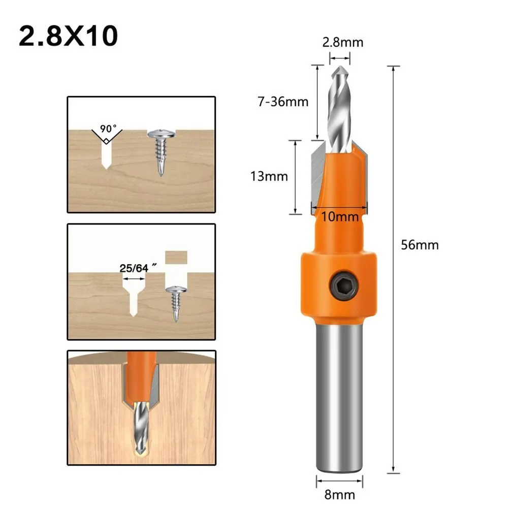 

1pcs 10mm Shank HSS Woodworking Countersink Router Bit Set Screw Extractor Remon Demolition for Wood Milling Cutter