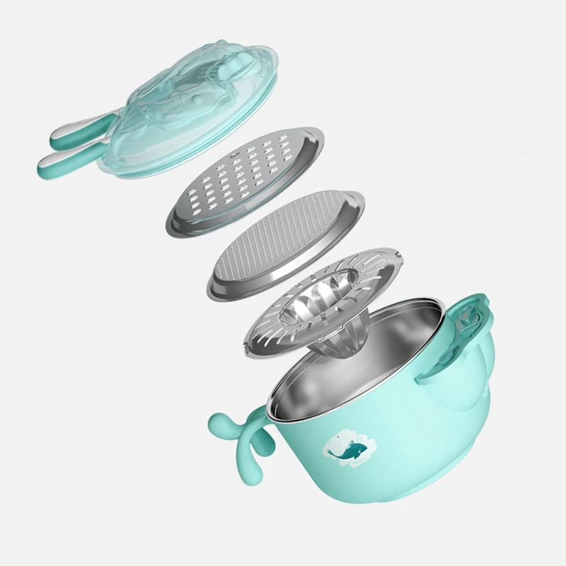 8pcs Baby Tableware Set Stainless Steel Thermal Feeding Bowl Dinnerware With Spoon Forks Kids Dinner Dishes | Мать и ребенок