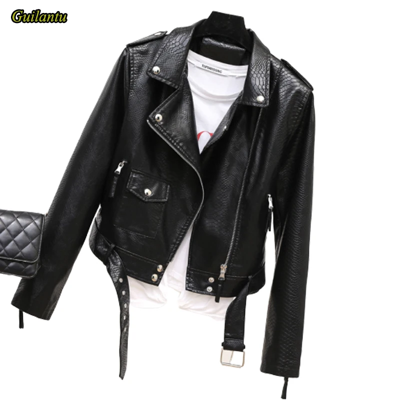 

Женская мотоциклетная куртка Guilantu, Черная байкерская мягкая куртка из искусственной кожи, весна-осень 2020