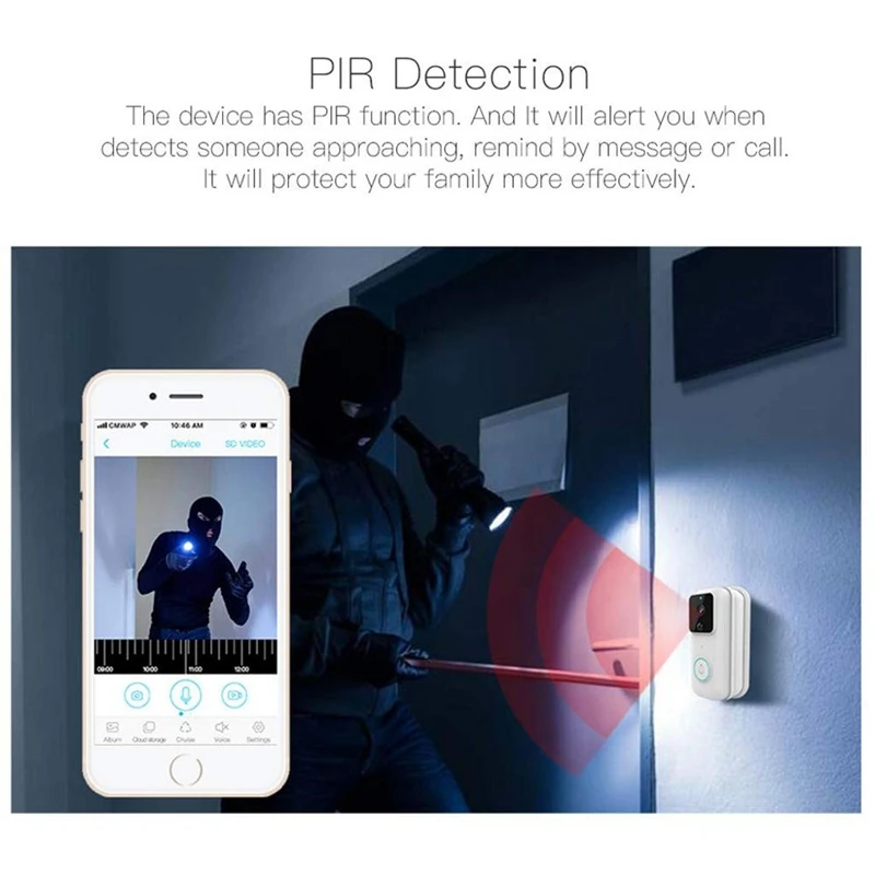 

Intelligent WIFI2.4G Doorbell + Ding-dong Visual Remote Home Monitoring Video Voice Intercom Remote Doorbell (EU PLUG)