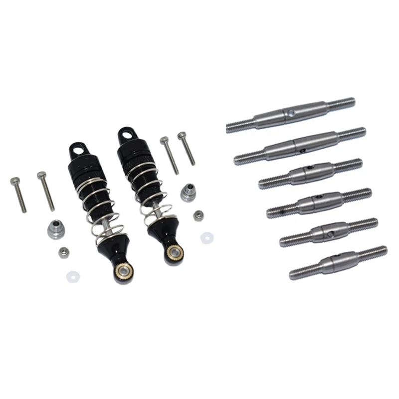 

2 Set RC Car Part: 1 Set Metal Front Shock Absorbers Damper & 1 Set Stainless Steel Pull Rod Tie Rod