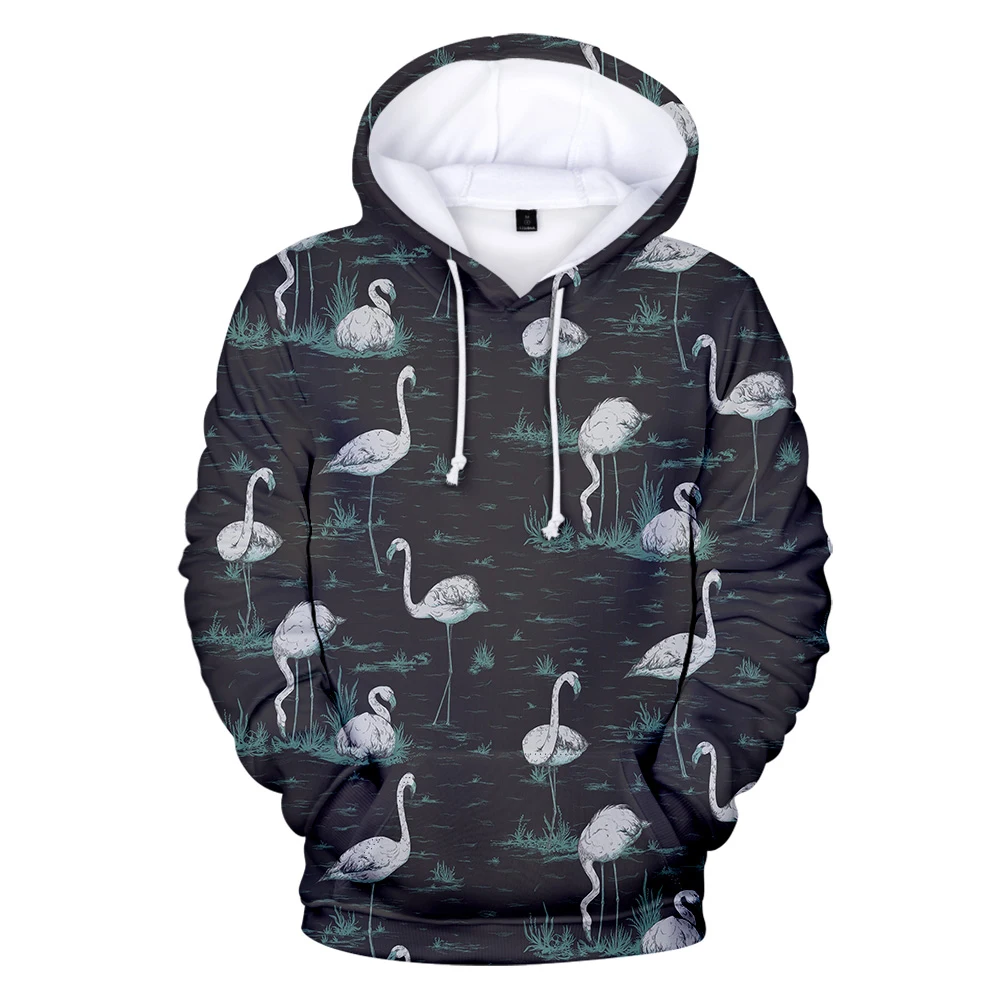 

Flamingo Hoodies Round Neck Sweatshirt Fashion Trend Style New 3D Polyester Unisex Material Casual Pullovers Hooded High Quality