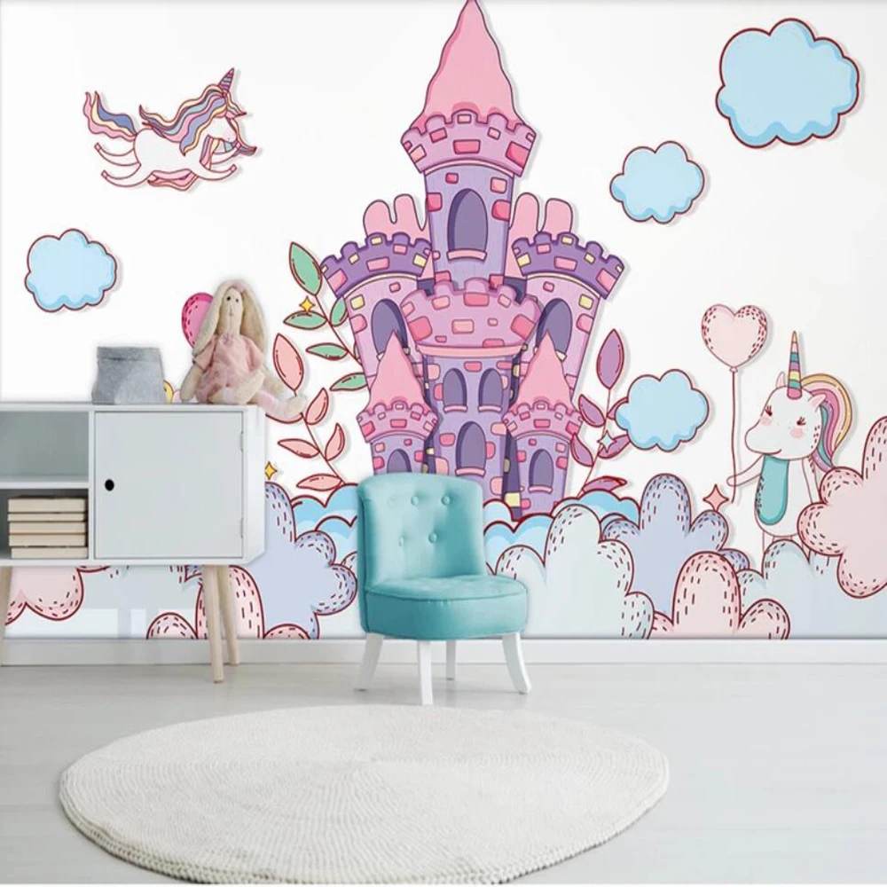 Milofi custom 3D wallpaper mural castle flying unicorn children's room background wall living bedroom decoration painting w |