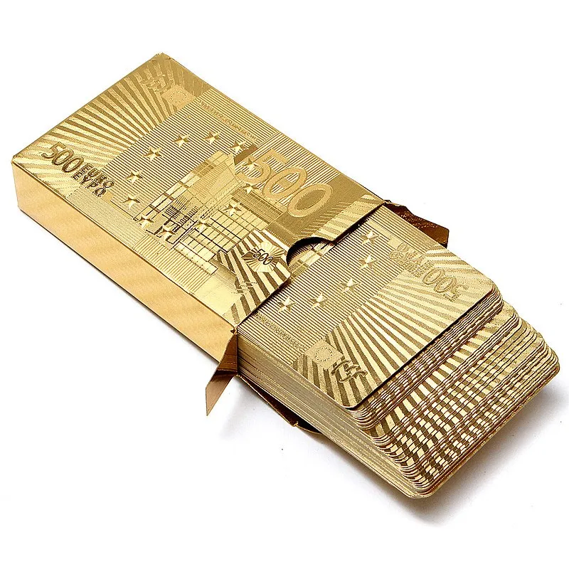 24K Gold игральные карты покер игра палубе в европейском стиле золотой Фольга