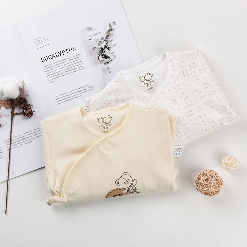 2 Set Newborn Baby Kids Sleepwear Pajamas Unisex Sleep Apricot Cartoon Bear Soft Cotton Long Sleeve Top Pants
