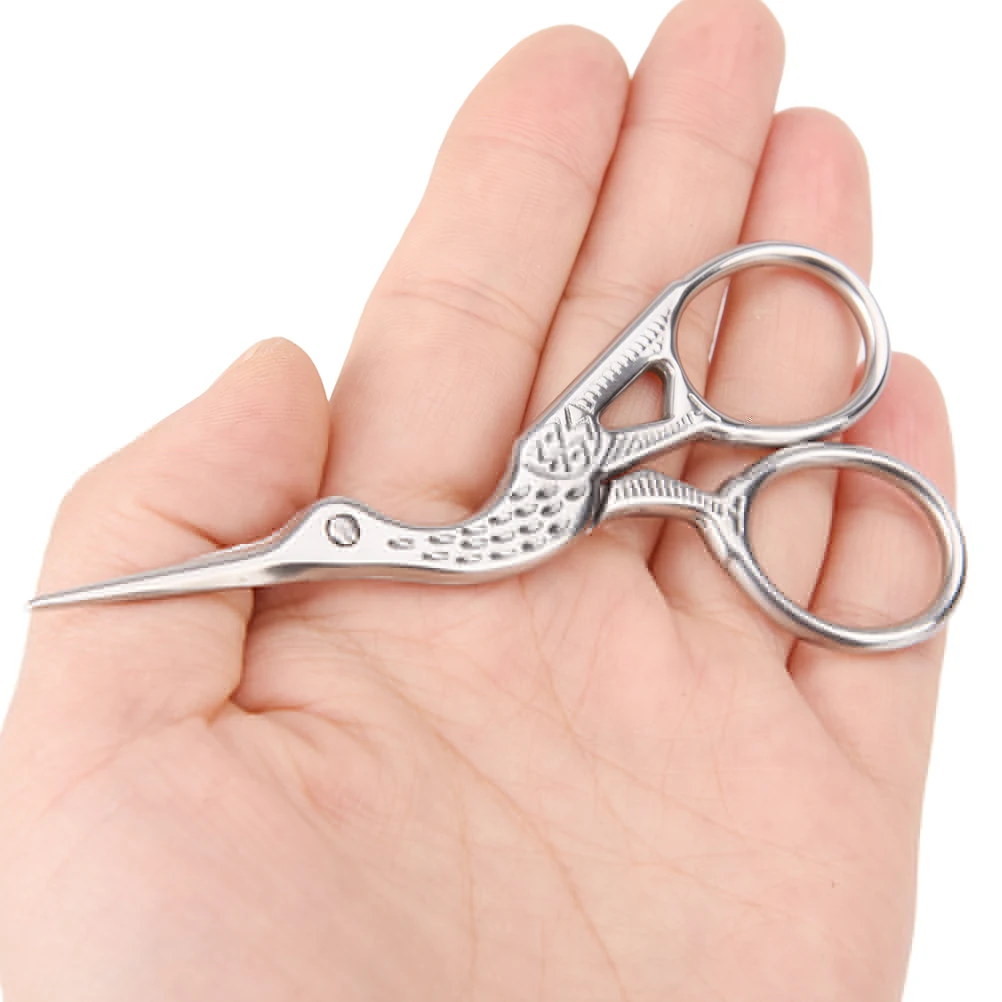 

1Pc Durable Stainless Steel Vintage Classic Embroidery Scissors Nail Art Stork Crane Bird Scissors Cutters Styling Tools
