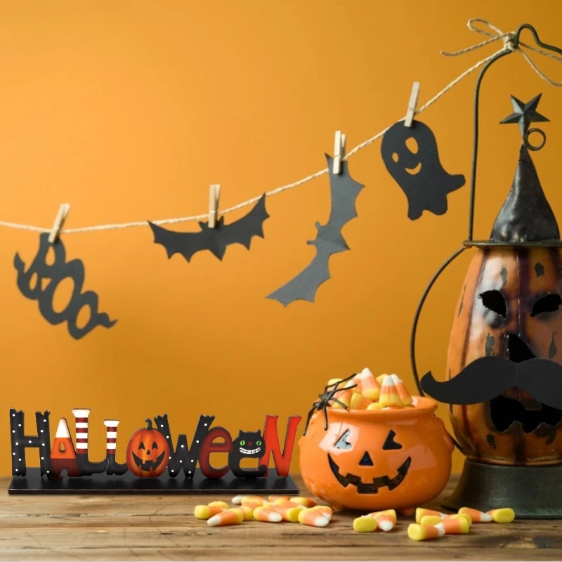 Хэллоуин буквы деревянный стол украшение мультфильм Тыква табличка фон
