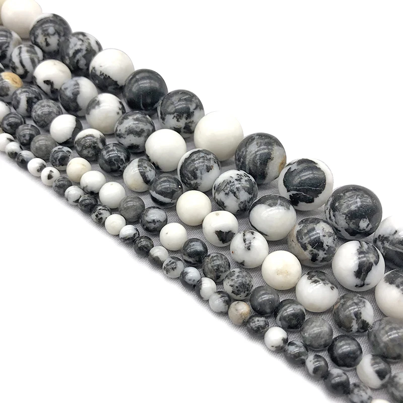 Бусины Из черно белого природного камня в виде зебры 15 дюймов нитка 4 6 8 10 12 мм