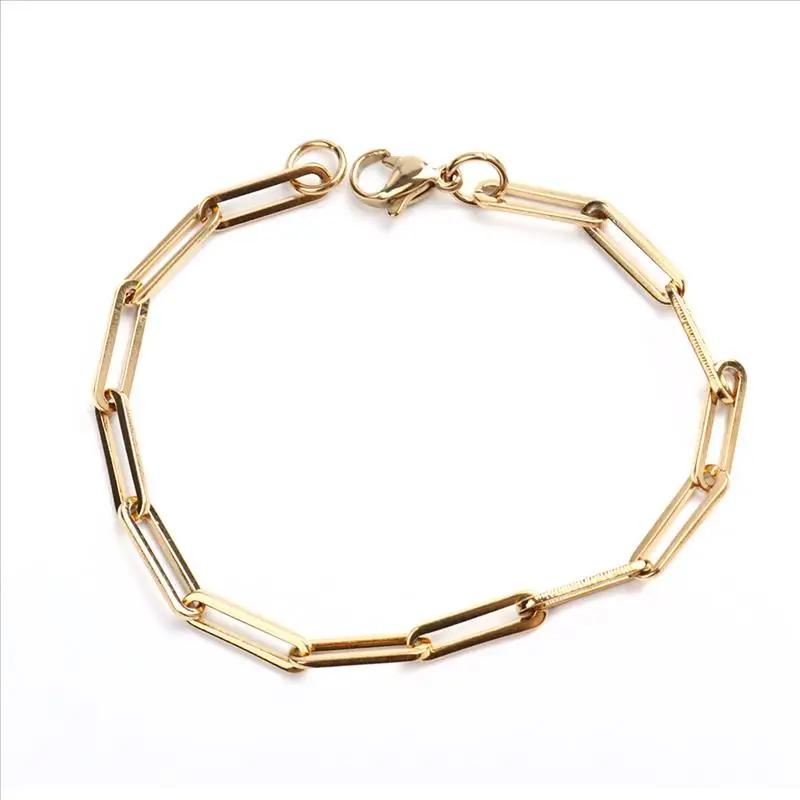 

Stainless Steel Gold Bracelet Women's Men's Silver Oval Simple Korean Chain Girlfriends Bracelet Jewelry Gifts