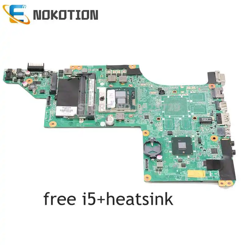 

Материнская плата NOKOTION 630281-001 для ноутбука HP DV6T DV6-3000, DA0LX6MB6D0 HM55 DDR3, i5 + радиатор