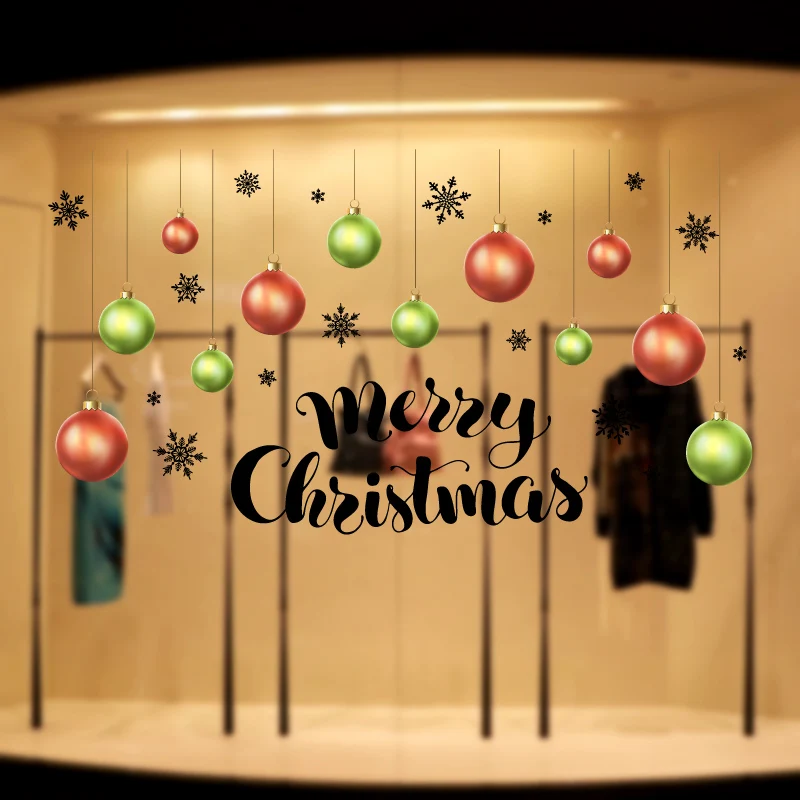 Счастливого Рождества цветные стеклянные шары снежинки счастливый новый год