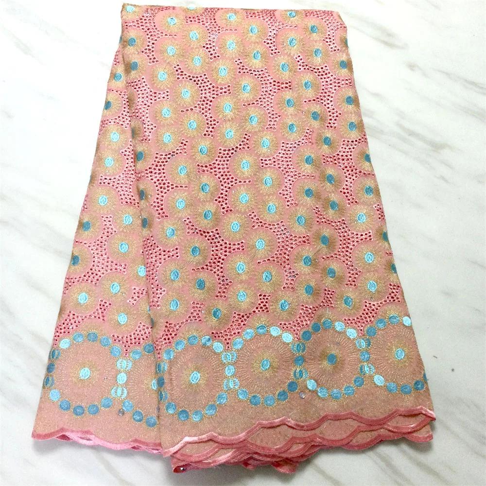 

5 Yards Genuine Cotton Voile Lace Soft Textured African Swiss Fabric Fashionable Traditional Dry Cotton For Wedding