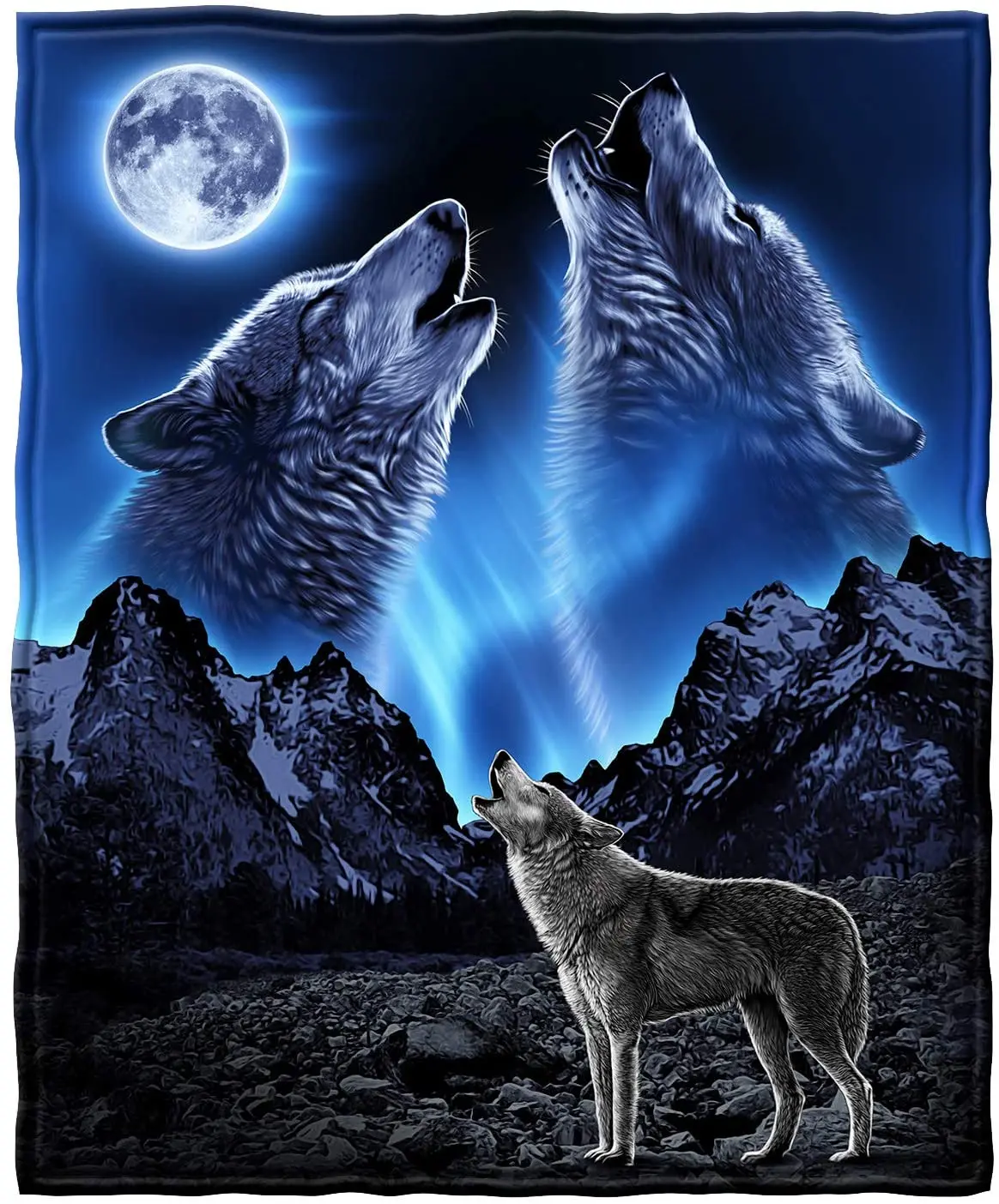 

New Wolves How ling Moon Super Soft Full Queen Size Fleece Blanket Coral Fleece Blanket For Bedroom Nap Blanket Super Soft Cozy