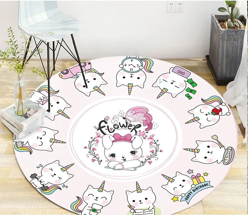 

Carpets Home Decorative Round Carpet Fashion Cartoon Pictures Printed Round Area Rugs Parlor Bedroom Floor Mat Anti-slip 082