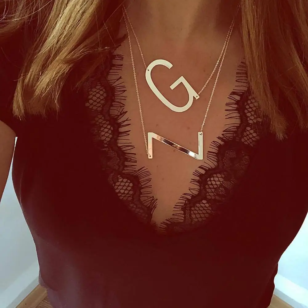26 ожерелье с буквами большое Женская подвеска первоначальное современные