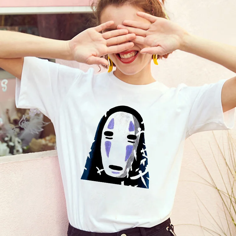 Футболка женская с принтом Los топ без лица японским аниме рисунком белый в стиле