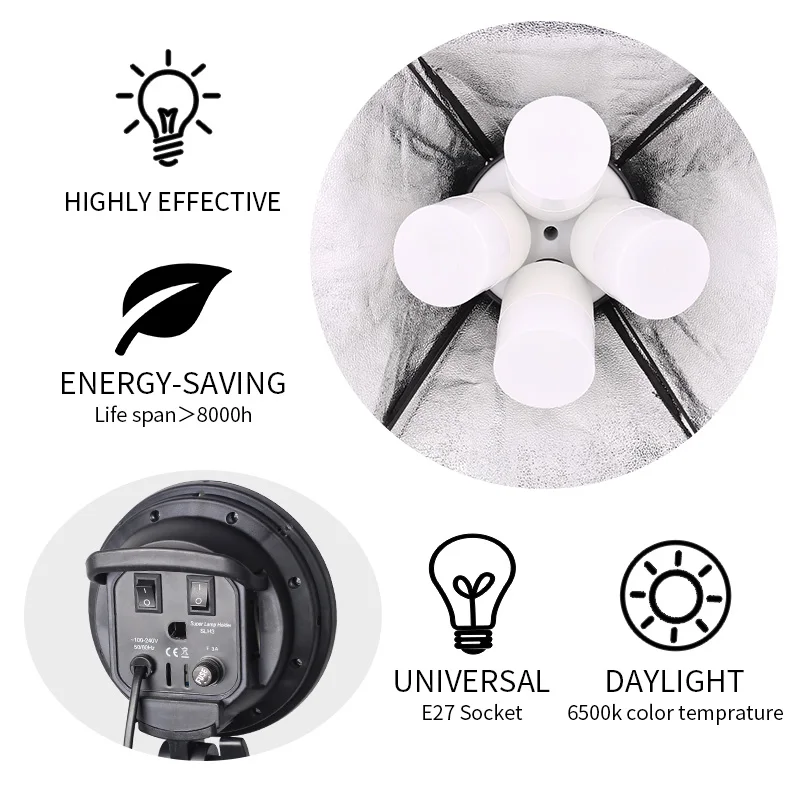 Софтбокс для фотосъемки фотостудии профессиональный светильник E27 socket софтбокс