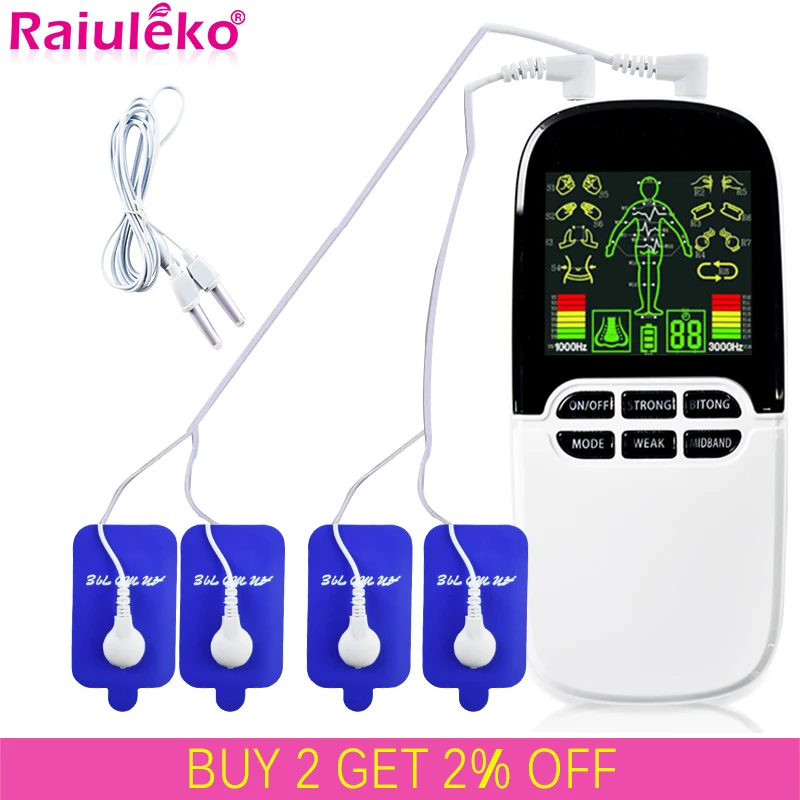 Десятки/EMS Dual Выход Электрический массажер для ног массаж Акупунктура пульса